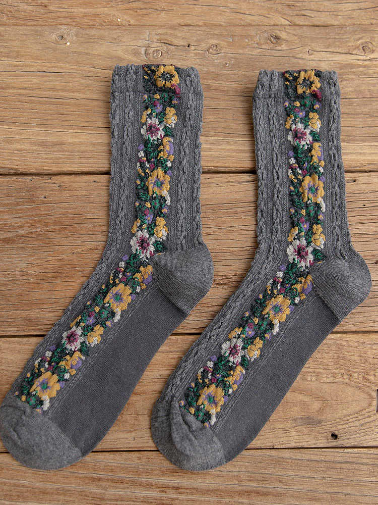 Retro Ethnic Style Flower Women's Socks