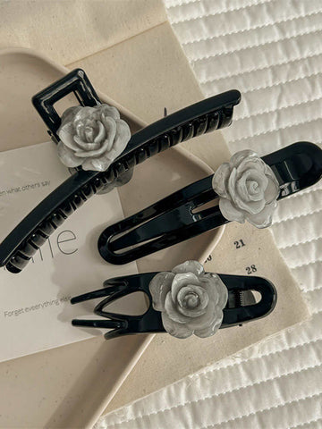 Black Camellia Hair Clip