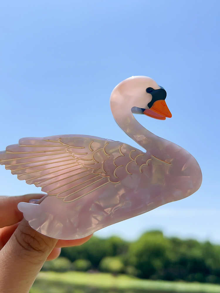 Black and White Swan Hairpin