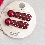 Red Polka Dot All-match Bangs Clip