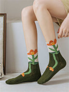 French Painting Style Mid-tube Socks