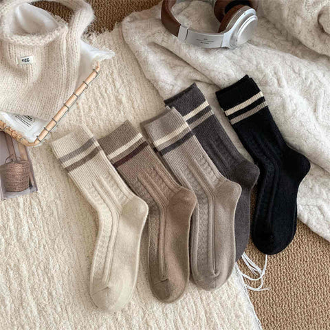 Two-bar Solid Color All-match Socks