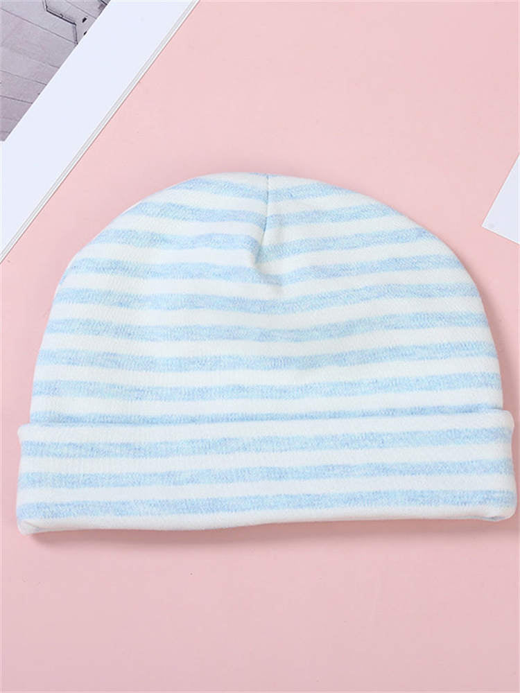 Striped Pure Cotton Fetal Caps for Boys and Girls