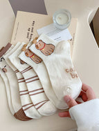 Coffee Color Cute Cartoon Bear Socks