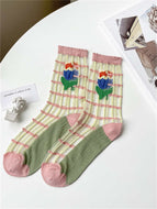 Girls Summer Plaid Flower Stocks