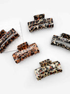 Leopard Print Square Hollow Hair Clip for Women