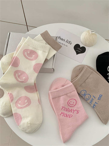 Combed Cotton Smiley Face Women's Socks