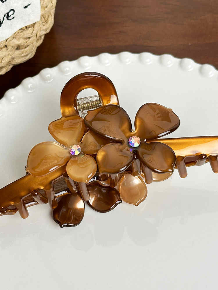 Large Rhinestone Flower Hairpin