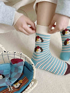 Women's Cute Cartoon Striped Socks