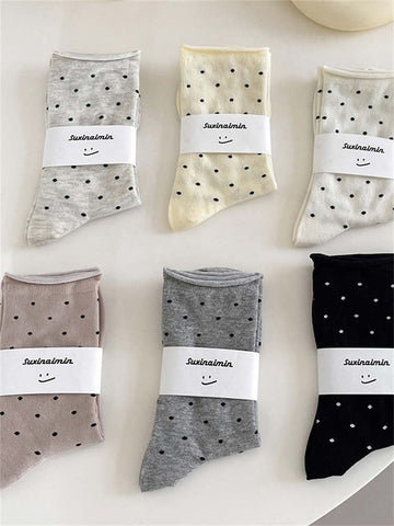 Mid-leg Socks with Rolled Hem