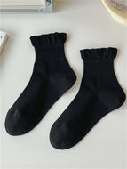 Lacework Solid Color Midtube Socks