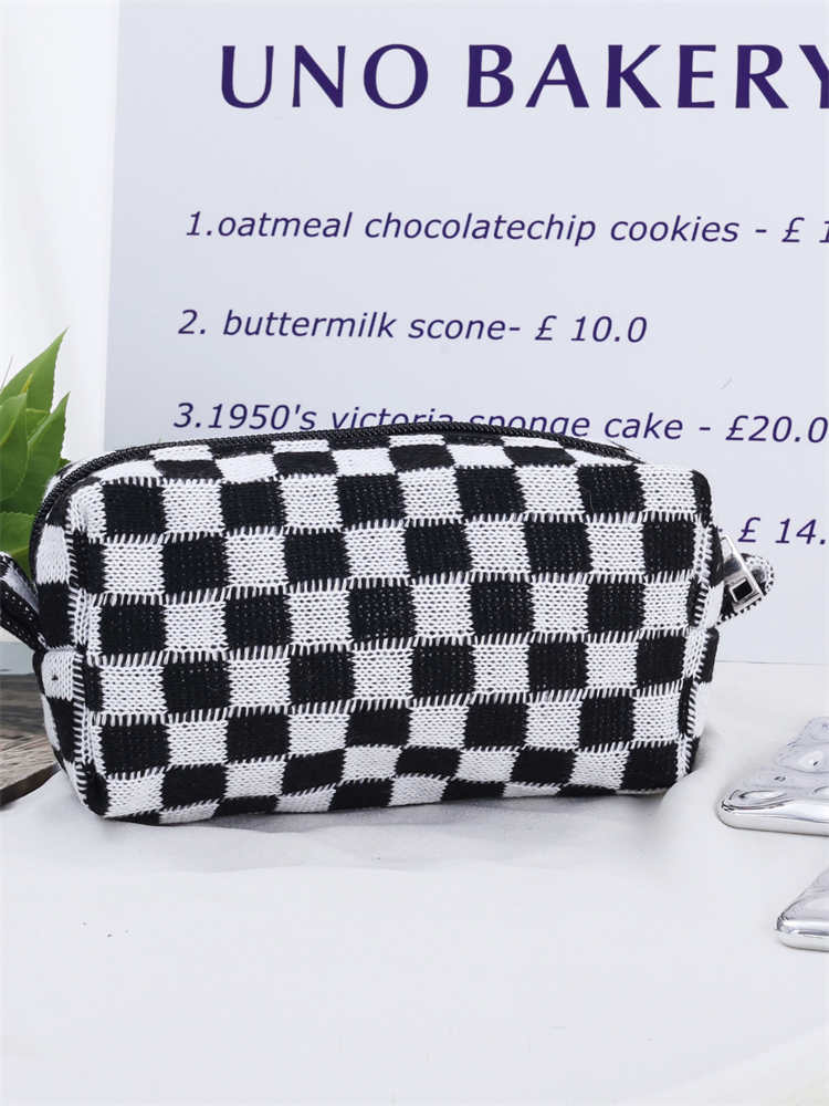 Ladies Checkered Cosmetic Bag