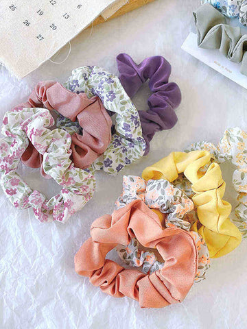 2-pack Small Floral Rubber Band Hair Ties