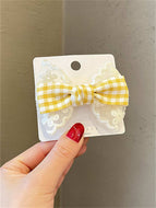 Cute Plaid Lace Bow Hair Clip