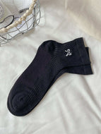 Solid Colored Socks with Embroidery Bows