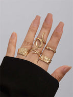 Geometric Metal Ring Set Vintage Rings