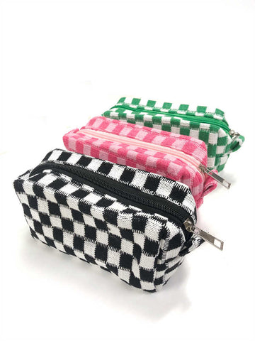 Ladies Checkered Cosmetic Bag