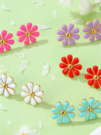 Daisy Titanium Steel Earrings Colorful Jewelry