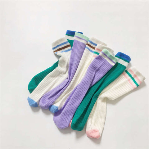 Children's Mid-Cut Contrasting Color Straight Socks