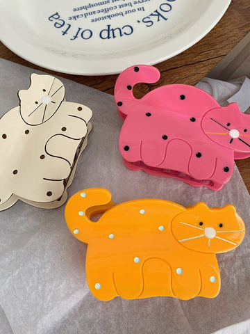 Cartoon Polka Dot Cute Cat Hairpin