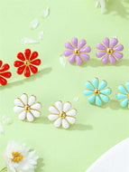 Daisy Titanium Steel Earrings Colorful Jewelry