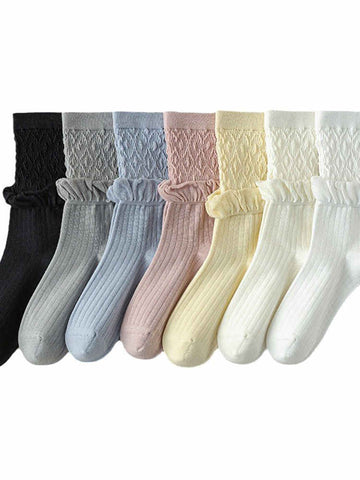 Women's Solid Color Lolita Mid-tube Socks