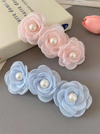 Pearl Flower Spring Clip Hair Clip