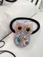 Owl Rhinestone Glitter Hairband Rubber Band