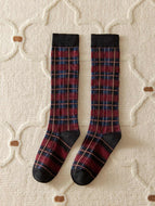 Women's Classic Geometric Check Calf Socks