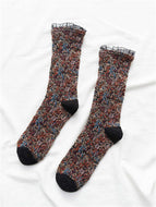 Lace Lace Small Floral Mid-tube Socks