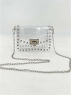 Crossbody Stadium Purse Gold Studs Clear Bag