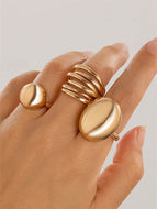 Geometric Metal Ring Set Vintage Rings