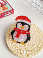 Santa Penguin Rhinestone Hair Clip