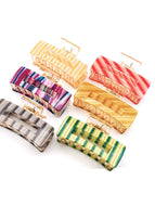 Textured Diagonal Stripe Square Hair Clip