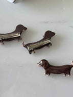 Brown Dachshund Dog Bangs Clip