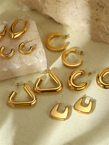 18K Gold Geometric Triangle Earrings