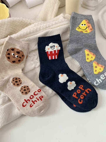 Cartoon Cookies Cheese Women's Socks