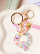 Butterfly Fringe Letter Key Chain