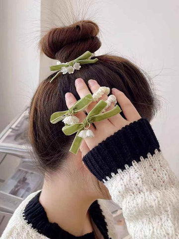 Lily of The Valley Bow Hair Rope Rubber Band