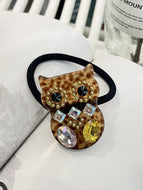 Owl Rhinestone Glitter Hairband Rubber Band