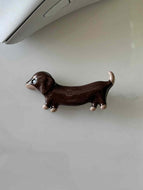 Brown Dachshund Dog Bangs Clip