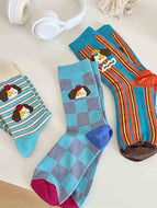 Women's Cute Cartoon Striped Socks