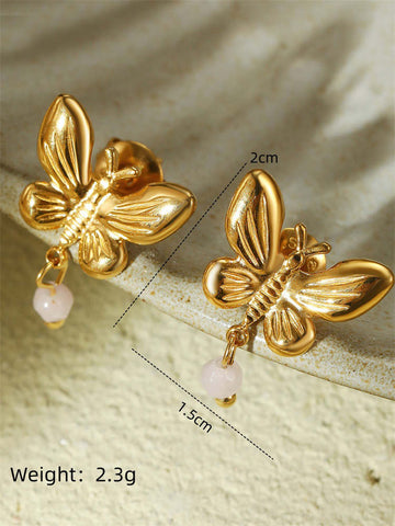 Pearl Butterfly Tassel Earrings