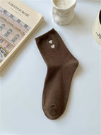 Double Loving Heart Embroidered Solid Socks