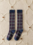 Women's Classic Geometric Check Calf Socks