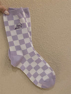 Versatile Checkered Mid-calf Socks