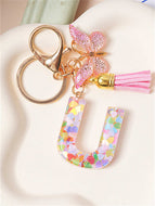 Butterfly Fringe Letter Key Chain