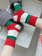 Red Colorblock Striped Unisex Socks