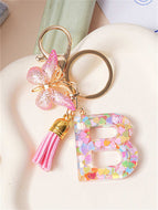 Butterfly Fringe Letter Key Chain