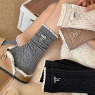 Women's Bow Embroidered Socks